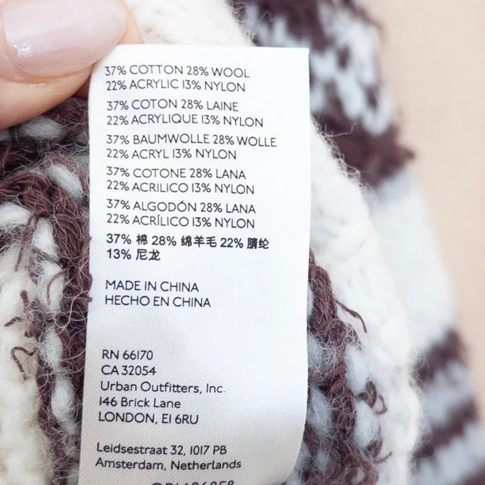 Free People Fair‎ Isle Oversized Turtleneck Sweater Sz M Brown White Apres Ski